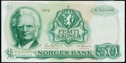 50 kr 1972 X.3066488 erstatningsseddel Getz Wold / Ødegaard, ...