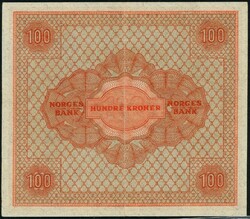 100 kr 1947 B.3093888. NP 43B. Kvalitet 01, men noe kraftig midtbrett ...