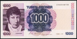 1000 kr 1990, kvalitet. 1+. NP 76A