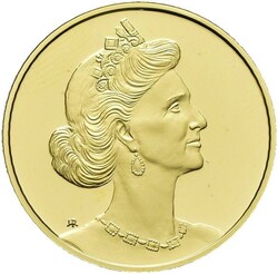 DRONNING SONJA jubileumsmedalje 1997. Kvalitet proof, 1/4 oz .917 gull