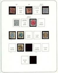 Samling over 45 ulike på noen albumark, inkl. 1C, 2, 4 (limløs, ...