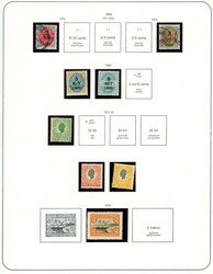 Samling over 45 ulike på noen albumark, inkl. 1C, 2, 4 (limløs, ...