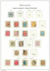 Samling med en del merker på fire albumark fom. 1873, inkl. ...