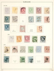 SURINAM. En samling til 1975 på eldre albumark, ganske bra belagt ...