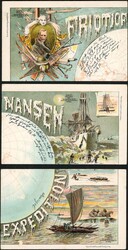 FRIDTJOF NANSEN. Tre kort fra serie på åpenbart fire, som lagt ...