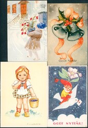 Samling 200 signerte jule- og kunstnerkort, mange "mellomgode" ...