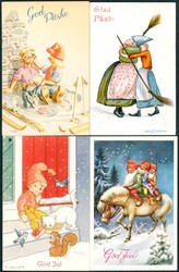 Samling 120 signerte jule- og kunstnerkort, mange "mellomgode" ...