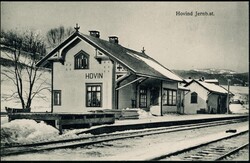 HOVIND Jernb.st. Nærbilde en vinterdag (Sv. Lith. Stockholm), ubrukt ...