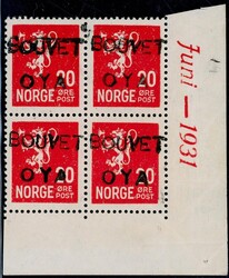 BOUVET OYA. Postfrisk 4-blokk av NK 145 med marginal-dato Juni-1931, ...