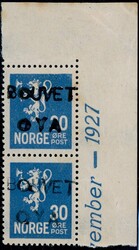 BOUVET OYA. Postfrisk par av NK 148 med del av marginaldato, ...