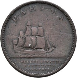 BAHAMAS. 1 penny 1806, KM. 1, qual. 1+, several small marks obverse ...