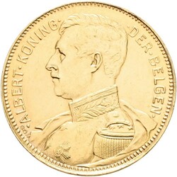 BELGIA. Albert I. 20 francs 1914 "fransk tekst", Brussel, kvalitet 01 ...