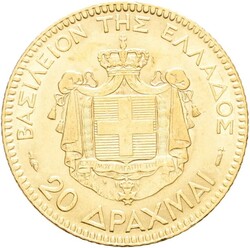 HELLAS. George I. 20 drachmai 1884, kvalitet 01, 6,45 gram .900 gull. ...