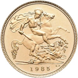 STORBRITANNIA. 1/2 sovereign 1985 i .9167 gull. Kvalitet proof, vekt ...