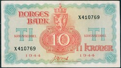 10 kr 1944 X 410769, London. Kvalitet 1. NP 113