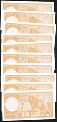 10 kr 1971 D 8274281-90, legg med ti stk. i nummerrekkefølge, Wold ...