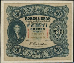 50 kr 1934 B.2789372, Cederholm, kvalitet 1+/01. NP 32B