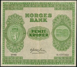 50 kr 1945 A. 1587222 kvalitet. 1+/01