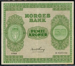 50 kr 1948 B.0501186, Thorp, kvalitet 1+. NP 33B