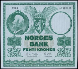 50 kr 1964 E. 7567131. Kvalitet 01. NP 34C. Ex. OMG 32, lott 317
