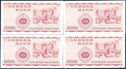 100 kr 1971 X 6674858 til 6674861, 4 stk. i serie. ...