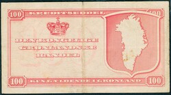 GRØNLAND. 100 kr 1953. S/N 0326985. Kvalitet 1-. Pick 21
