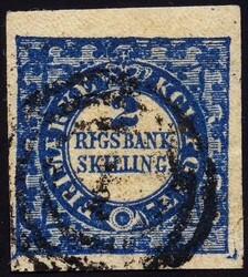 2. 2 skilling R.B.S. - meget bredrandet merke stemplet nummer "1" ...