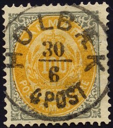 31. 100 øre tofarget fintagget - luksus stemplet "HOLBÆK 30.6". ...