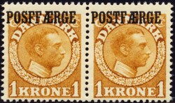 Postfærge 4 og 4x. 1 kr Christian X med overtrykk "POSTFÆRGE" - ...