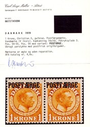 Postfærge 4 og 4x. 1 kr Christian X med overtrykk "POSTFÆRGE" - ...