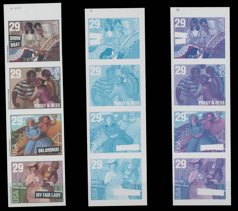 1993, American Musicals, three imperforate proofs of se- tenant ...