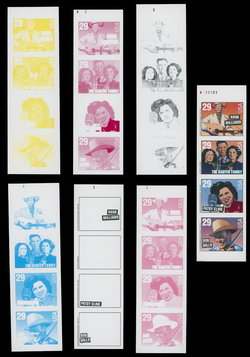 1993, American Musicians, seven imperforate proofs of se-tenant ...