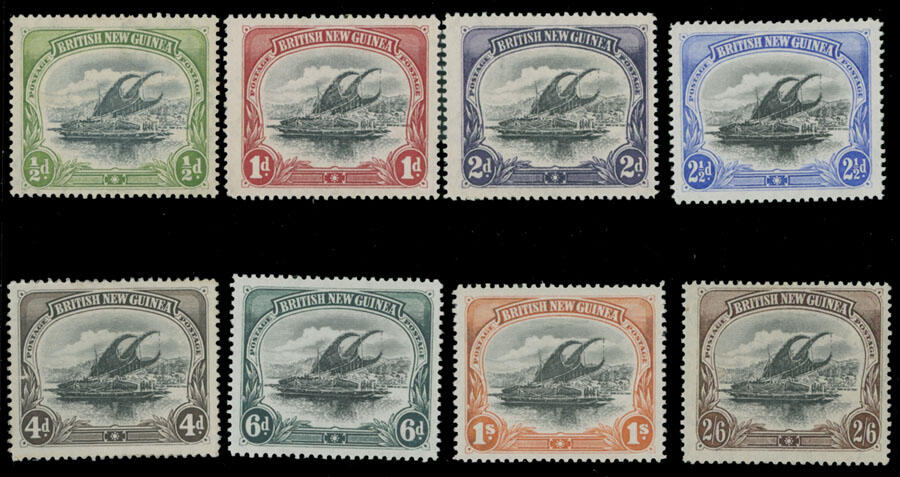 1901, Lakatoi, ½p-2s6p, complete set of eight, printed on thick ...