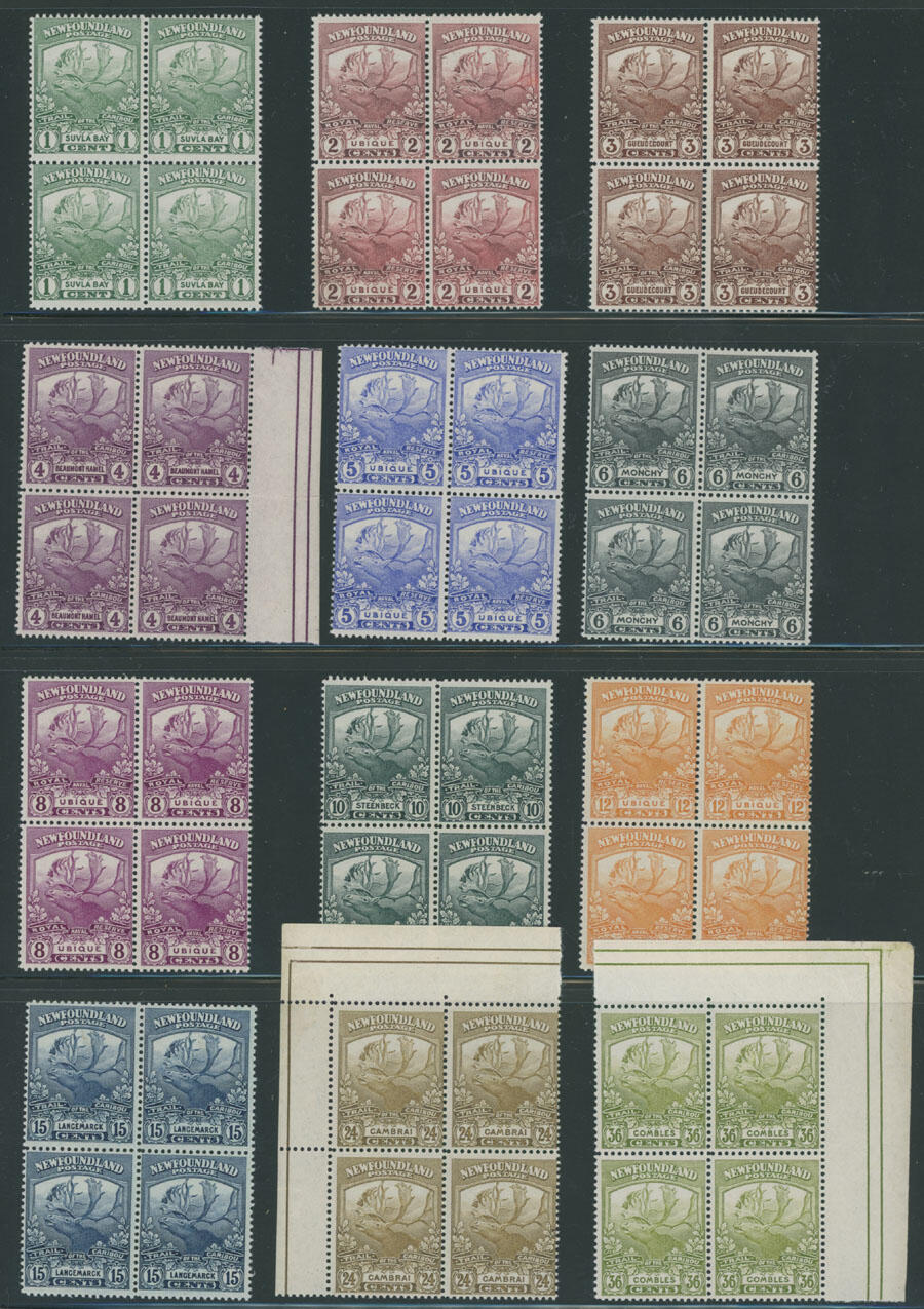TRAIL OF THE CARIBOU ISSUE: 1919, 1c-36c, complete set of 12, blocks ...