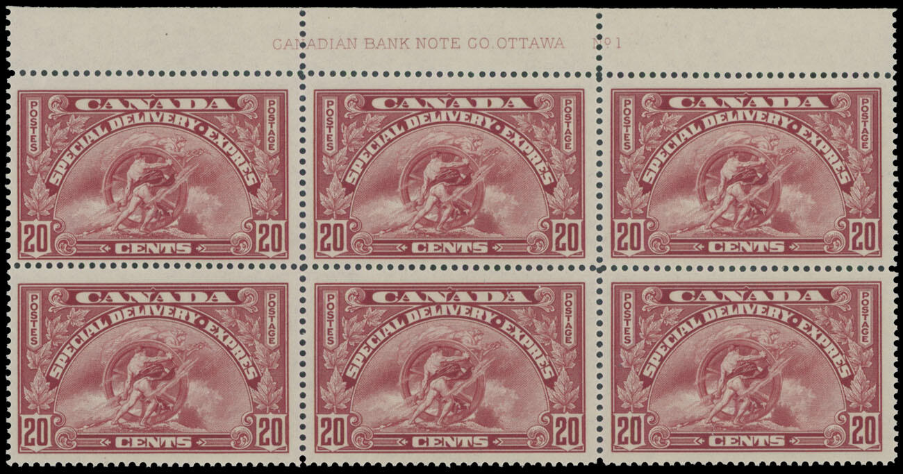 1935, Carriers by A. Foringer, 20c dark carmine, top sheet margin ...