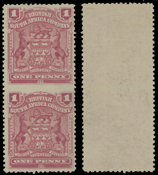 1898-1908, Arms, 1d rose, perforation 15, vertical pair imperforate ...