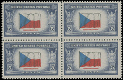 1943, Flag of Czechoslovakia, 5c multicolored, double impression of ...