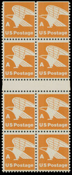 1978, Eagle A rate (15c) orange, block of eight (4x2) with horizontal ...