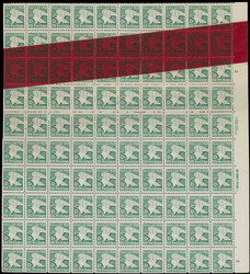 1985, Eagle ''D'' rate (22c) green, complete pane of 100, splice red ...
