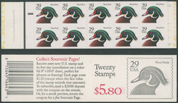 1991, Wood Duck, $5.80 intact booklet, containing 29c stamps in two ...