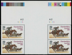 1993, Cherokee Strip Land Run, perforated proof of 29c multicolored ...