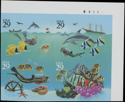 1994, Wonders of the Sea, 29c x4 multicolored, top right corner sheet ...