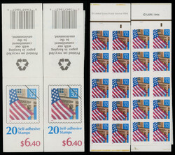 1996, Flag over Porch, two $6.40 intact booklets containing 32c ...