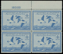 HUNTING PERMIT STAMPS: 1948, Buffleheads in Flight, $1 bright blue, ...
