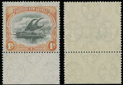 1905, Lakatoi, 1s orange and black, bottom sheet margin single ...
