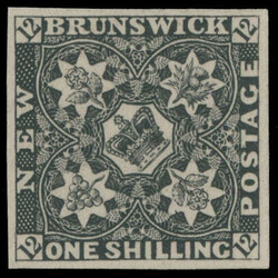 1851, Heraldic Flowers, imperforate proof of 1s in black, printed on ...