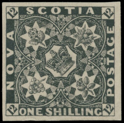 1851, Heraldic Flowers, imperforate plate proof of 1s in black, ...