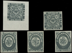 PENCE ISSUES - HERALDIC FLOWERS: 1857-60, Perkins Bacon trade samples ...