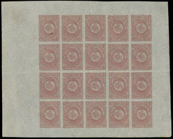 PENCE ISSUES - HERALDIC FLOWERS: 1861-62, 4p rose, complete pane of ...