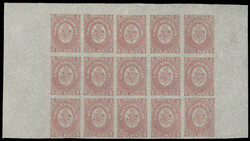 PENCE ISSUES - HERALDIC FLOWERS: 1861-62, 6p rose, three-side margin ...